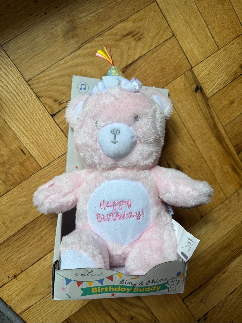 Dreamgrove Pink 'Happy Birthday' Singing Plush Bear